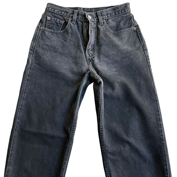 Vtg Levis Jeans Black Loose Fit Straight Fit Denim Y2K Grunge Size 8 - Picture 3 of 6